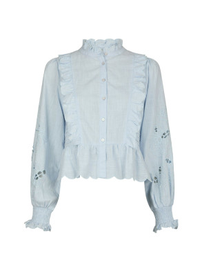 Petrine embroidery blouse light blue S