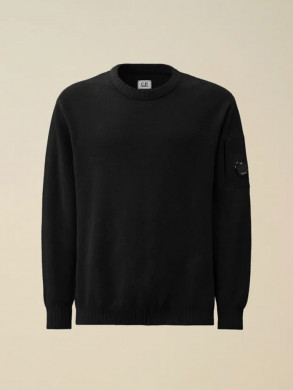 Chenille cotton crew neck knit black 
