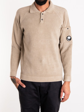 Chenille cotton polo knit vin khaki 
