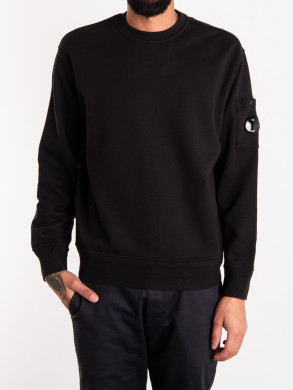Cotton fleece crew neck black 