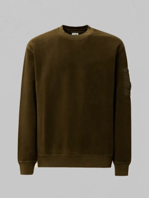 Brushed emerized diagonal sweatshirt ivy green 