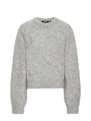 3d flower knit lt grey melange 