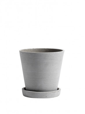 Flowerpot with saucer M grey 