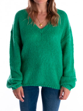 Cofo fluffy knit blouse green 