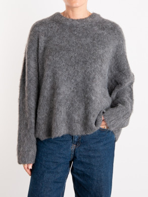 Gillis-m brush knit dk grey mel 