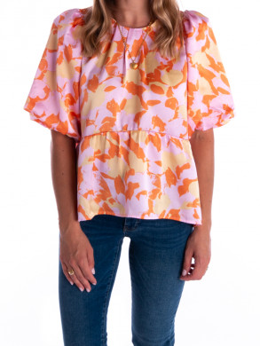 Ruthie flower shirt tangerine 