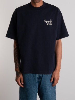Heart icon front chainstitch t-shirt navy 