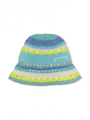 Crochet bucket hat blue cura S