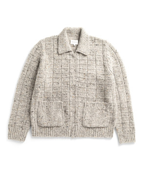 Aldrup donegal square cardigan lt grey mel 