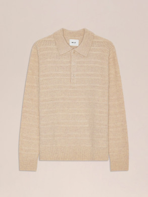 Alfie ls polo knit ivory 