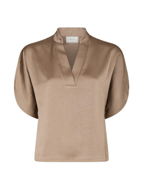 Anelle heavy sateen blouse dark taupe 