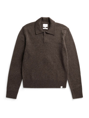 Anholt lambswool polo pullover brown 