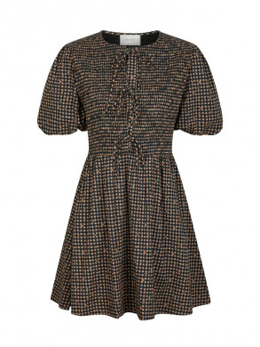 Auda check smock dress black L