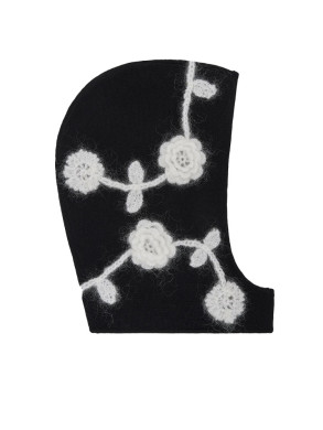 Balaclava crochet flower black 