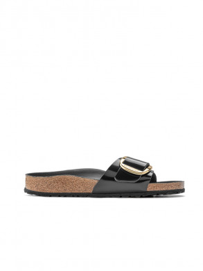 Madrid big buckle sandals black patent 