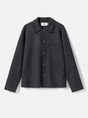 Boiled wool overshirt dk grey mel 