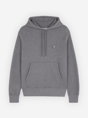 Bold fox head patch hoodie grey mel 