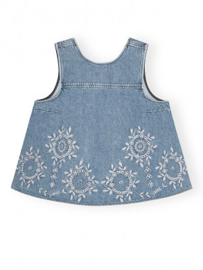Broderie anglaise denim top lt blue 