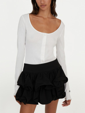 Buttoned longsleeve top bright white S