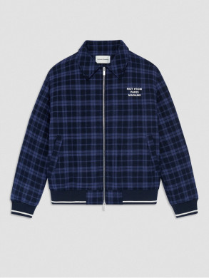 Check flannel jacket with slogan navy 