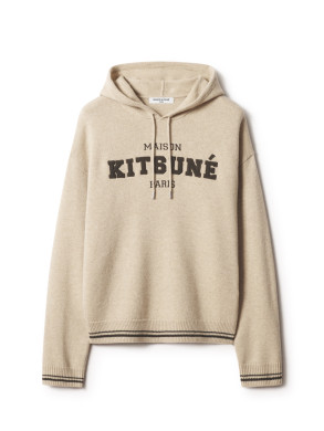 College knit wool hoodie dusty beige 