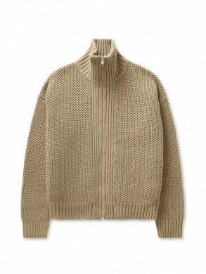 Comb zip up sweater dk beige 