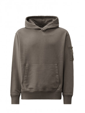 Cotton diagonal fleece hoodie smoked pea 