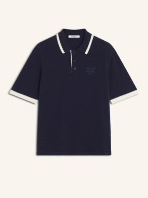 Cotton knitted comfort polo shirt navy 