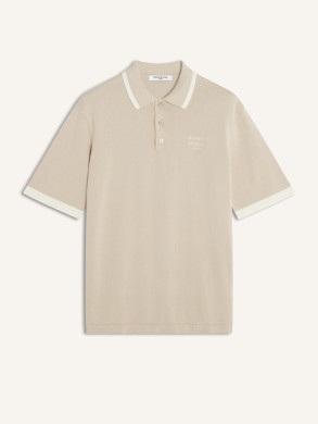 Cotton knitted comfort polo shirt r almond 