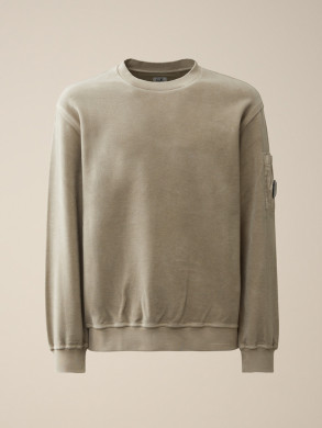 Crew neck sweatshirt brushed emerized vintage khaki 