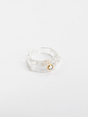 Shining star crystal ring transparent OS