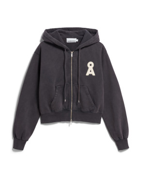 Cropped zipper sweatjacke dark steel 