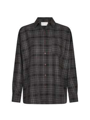 Dalma flannel check shirt warm grey 