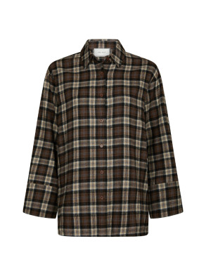Dita flannel check shirt dk taupe 