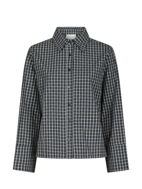 Drew check bedaz shirt dark blue 