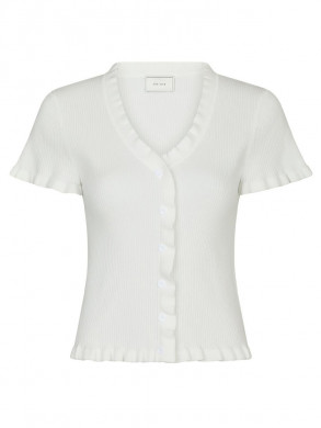 Esla frill knit tee off white 