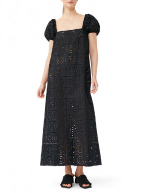 Broderie anglaise midi dress black 