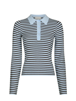 Fannya ls stripe knit polo lt blue stripe 
