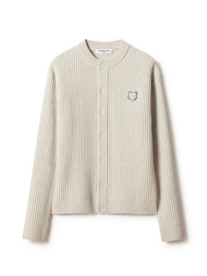Fox head ribbed cardigan lt grey 