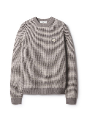 Fox head waffle stitch knit moon beige 