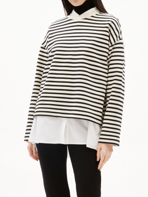 Frankaa stripe sweatshirt undyed black 
