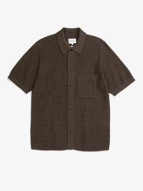 Fredensborg mercerised cotton knitted shirt coffee 