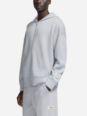 Atelier knit zip up hoodie heather grey 