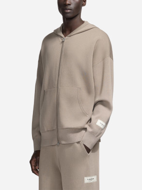 Atelier knit zip up hoodie taupe 