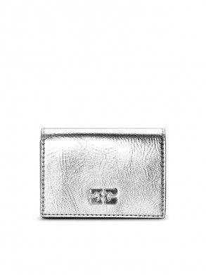 Ganni bou flap card holder silver 