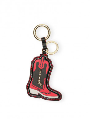 Ganni western boot keyring red 