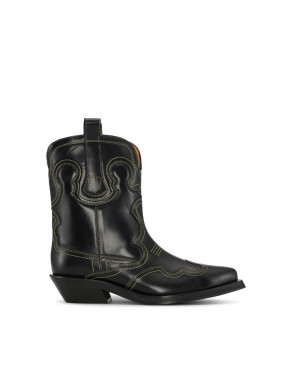Embroidered western boot black/yellow 
