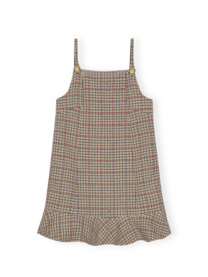 Check wool mix mini dress tiger eye 