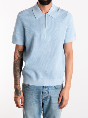 Hansie ss zip polo cerulean 