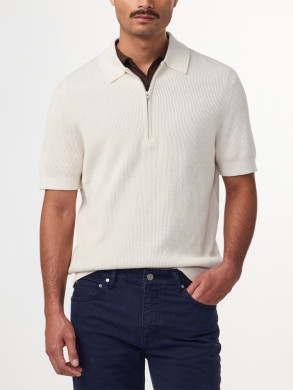 Hansie ss zip polo ivory 